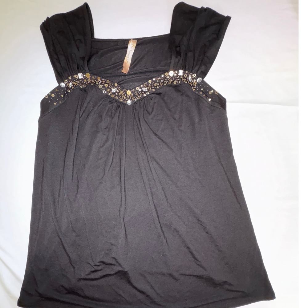 Avenue The Luxe Collection Black Embellished V-Neck Tank Top Plus Size 18/20